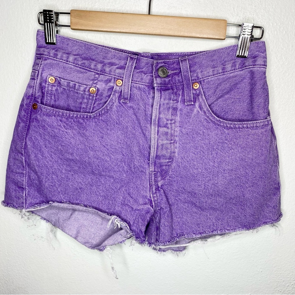 Levi’s 501 Premium Lavender Purple High Rise Cherry Tab Denim Shorts